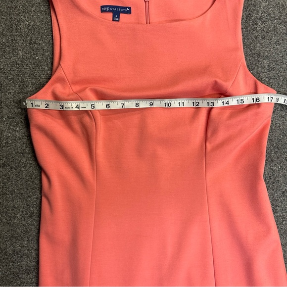 RSVP by TALBOTS Coral  Ponte Knit Embroidered Flounce Sheath Dress Sz 6 - Picture 4 of 8